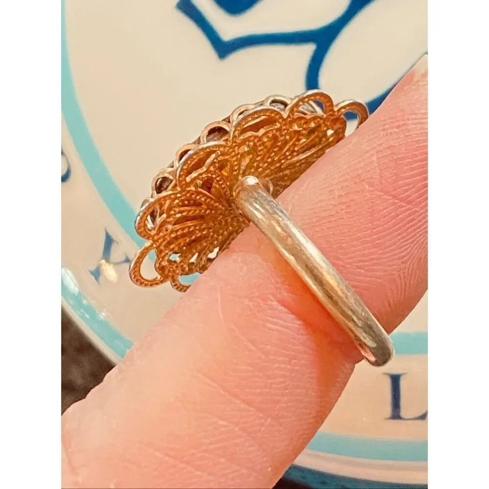 Vintage Gold Tone Owl Ring Adjustable